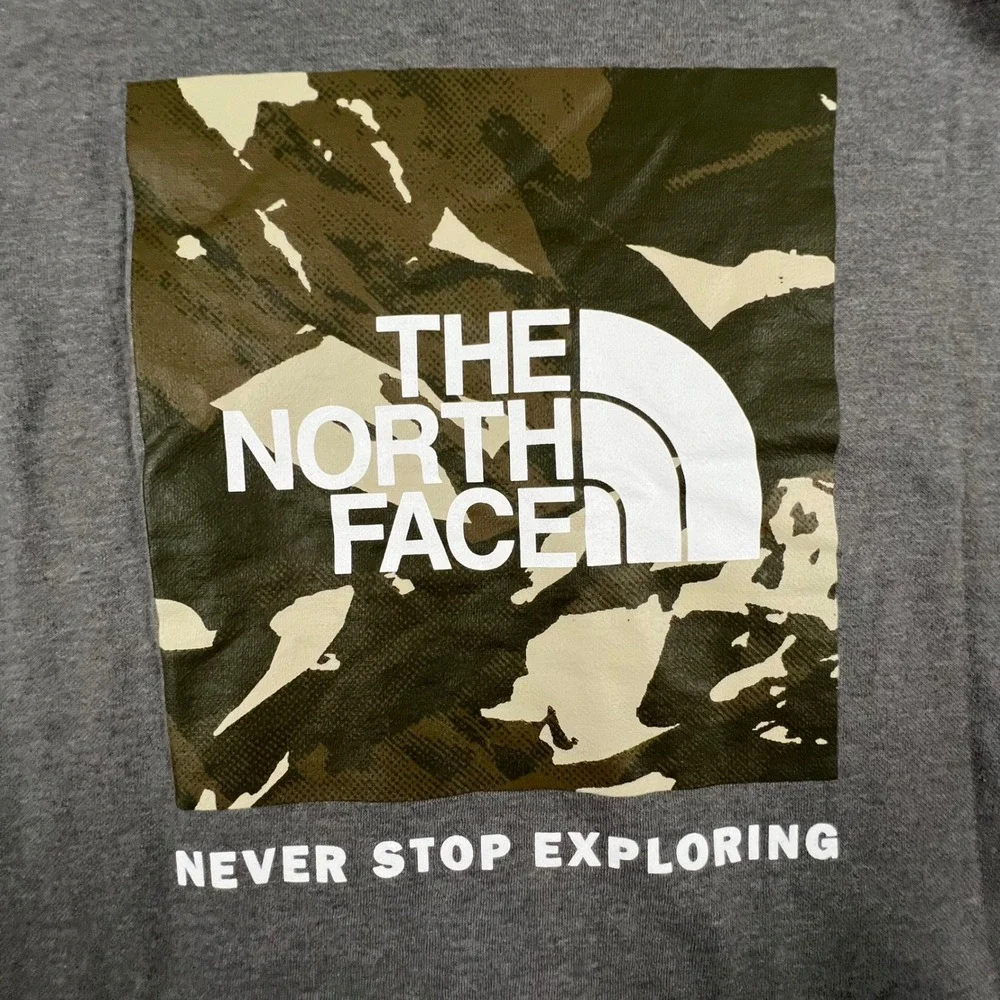 The North Face Mens Gray Camo Box Logo Pullover Hoodie A7ZWH Size L